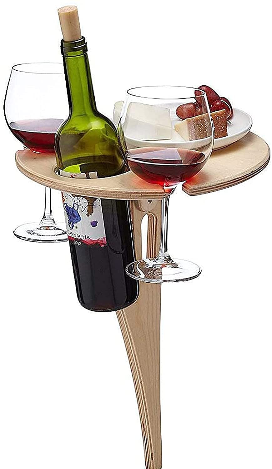 Portable Folding Wine Table with Glass Rack & Bottle Holders - Outdoor Picnic, Beach, Garden & Travel Wine Table for Sand & Grass - Perfect Gift for Wine Lovers - Ideal for Camping, BBQs, Backyard Parties & Beach Vacations