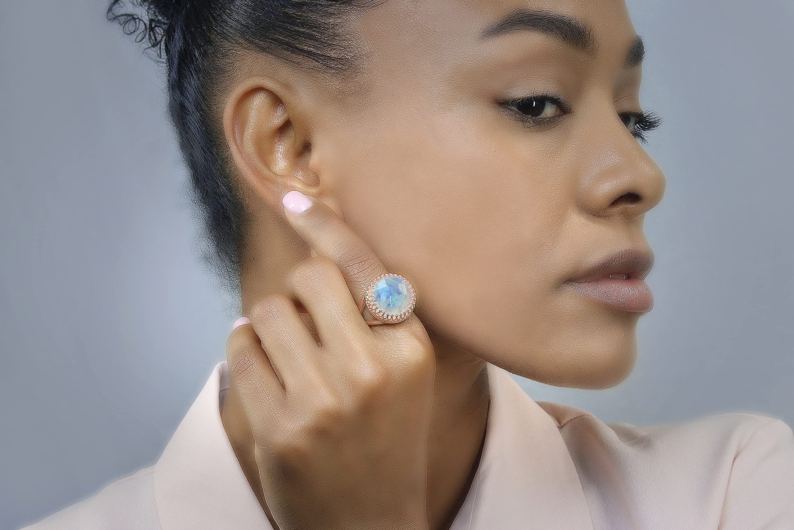 Moonstone Rose Gold Ring for Women - Elegant Birthstone Jewelry for Gifts & Parties