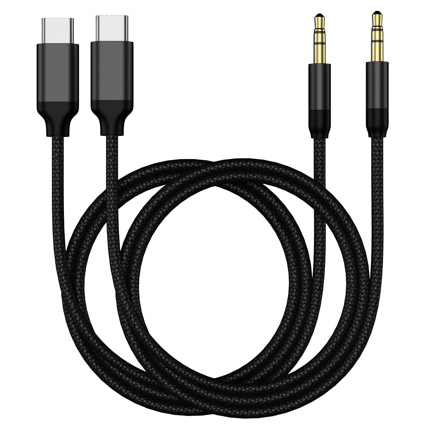 2-Pack USB C to 3.5mm Audio Cable - Type C Male to Aux Male Adapter for Samsung Galaxy S21/S20/Note 20/10, Pixel 4/3 XL - 3.28ft Car Stereo, Headphones & Speaker Extension Cord - Perfect for Commuting, Gaming & Home Audio Systems