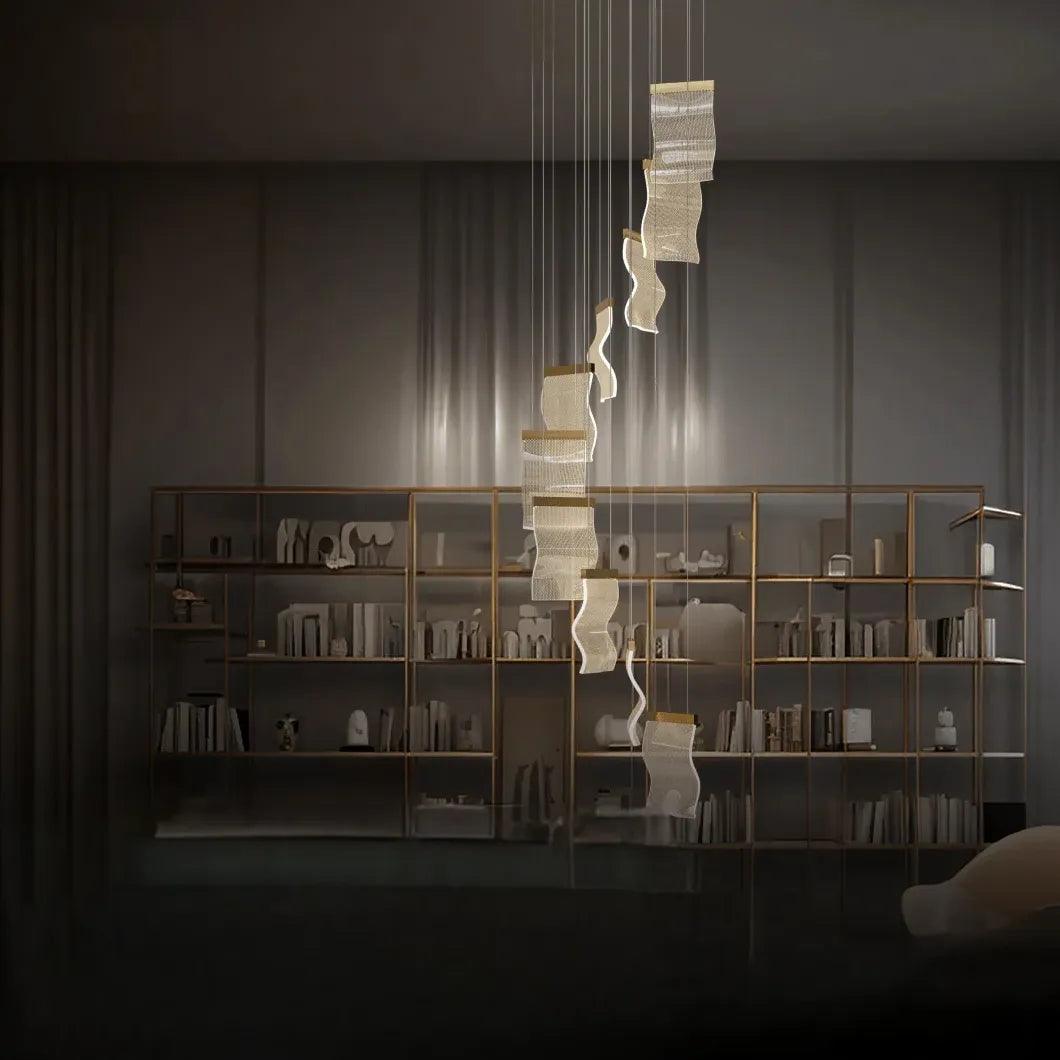 Modern Square Stacking Chandelier for Living Room - Elegant Ceiling Light Fixture for Dining Room, Bedroom & Home Decor
