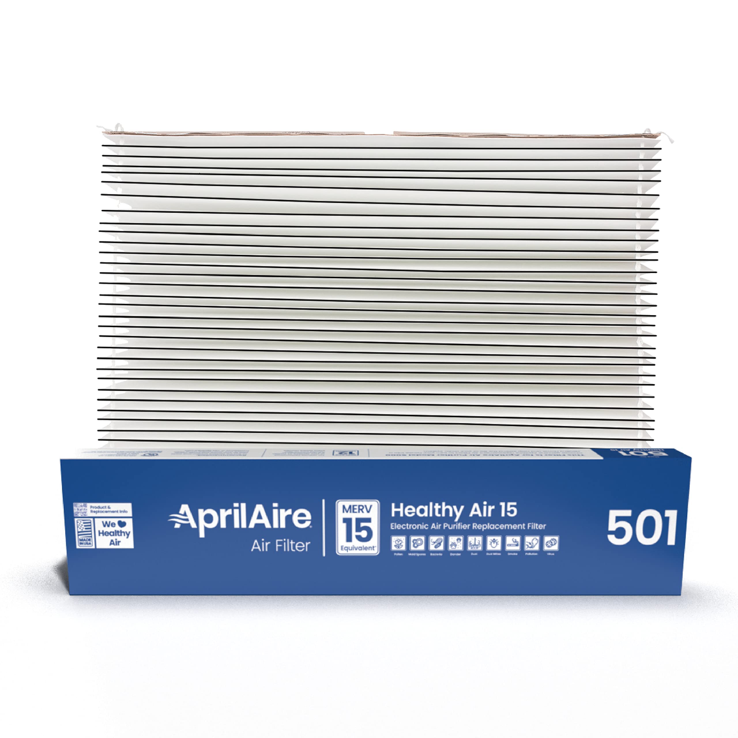 AprilAire 501 Replacement Air Filter for AprilAire 5000 Whole-House Air Purifier - MERV 15 Equivalent, 16x25x6 Size (Pack of 2) - Improves Indoor Air Quality for Allergies & Asthma Relief in Homes & Offices