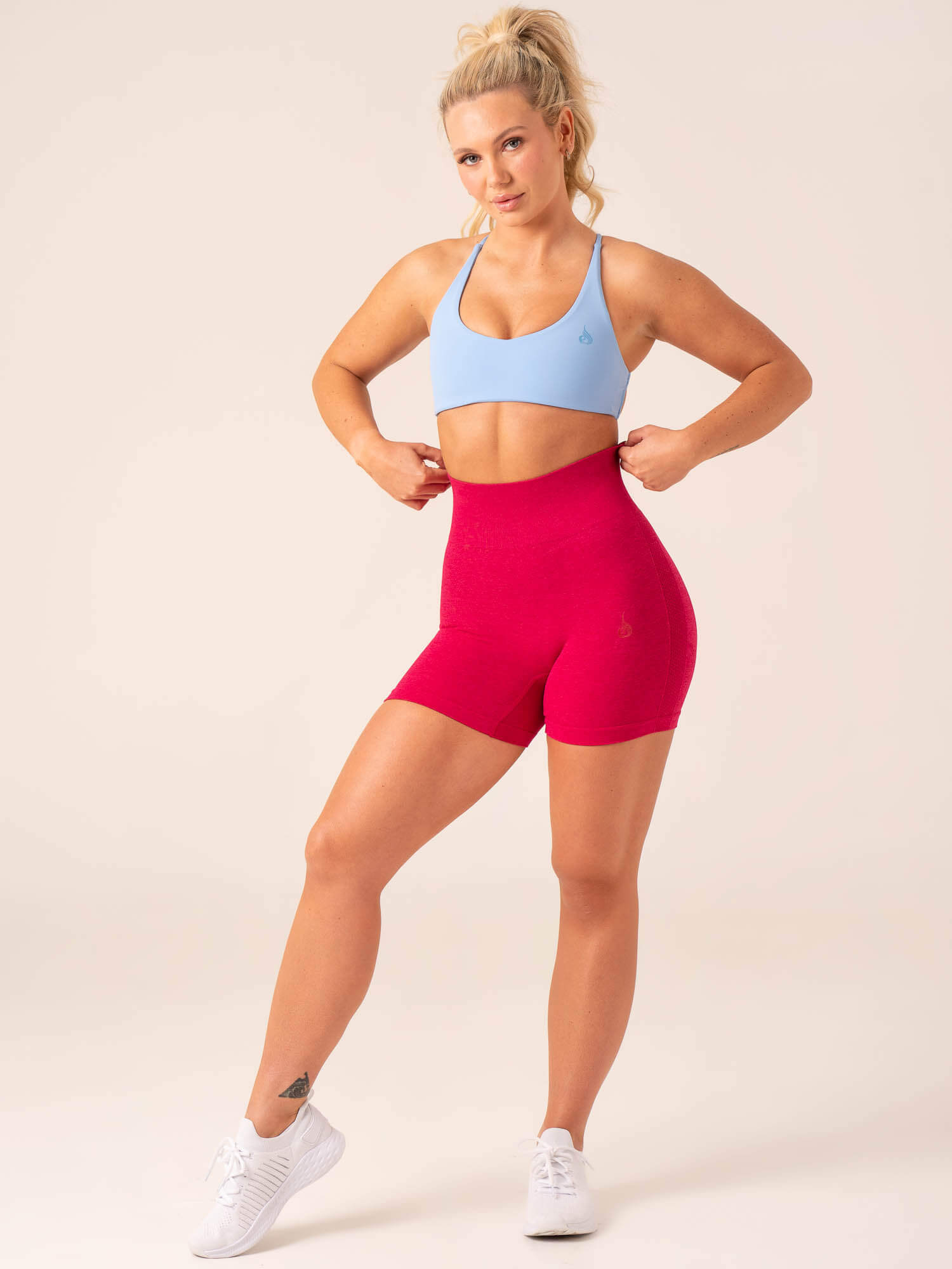 Evolve Seamless Shorts for Women - Soft Stretchy High Waist Yoga Shorts in Berry Marl | Perfect for Workouts, Running & Lounge Wear