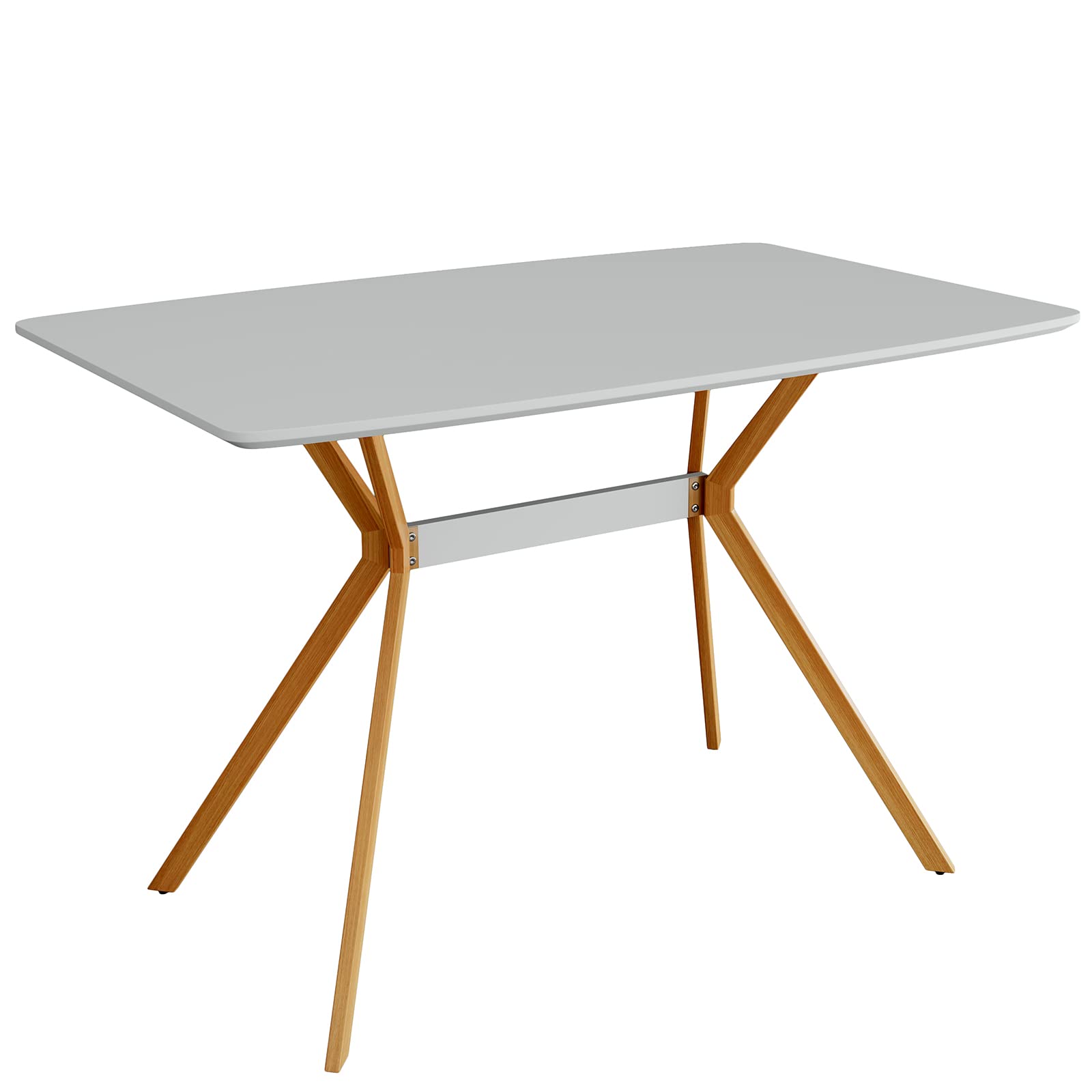 White MDF Dining Table with Metal Legs for Kitchen & Small Spaces