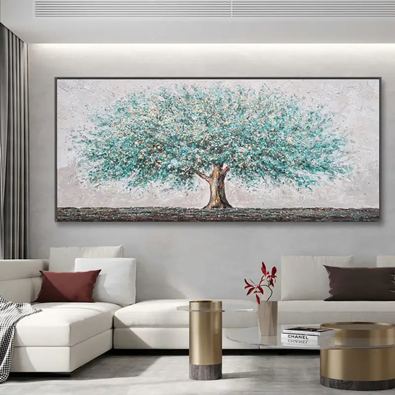 Flower and Tree Painting #FT007 - Handmade Canvas Wall Art for Home Decor, Living Room, Bedroom & Office