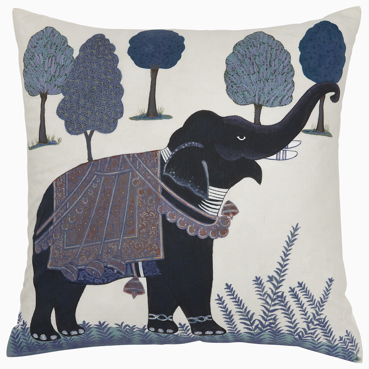 Indigo Elephant Decorative Throw Pillow Cover - Soft Bohemian Style Cushion for Sofa, Bed, Nursery & Home Decor - Perfect for Living Room, Bedroom or Gift