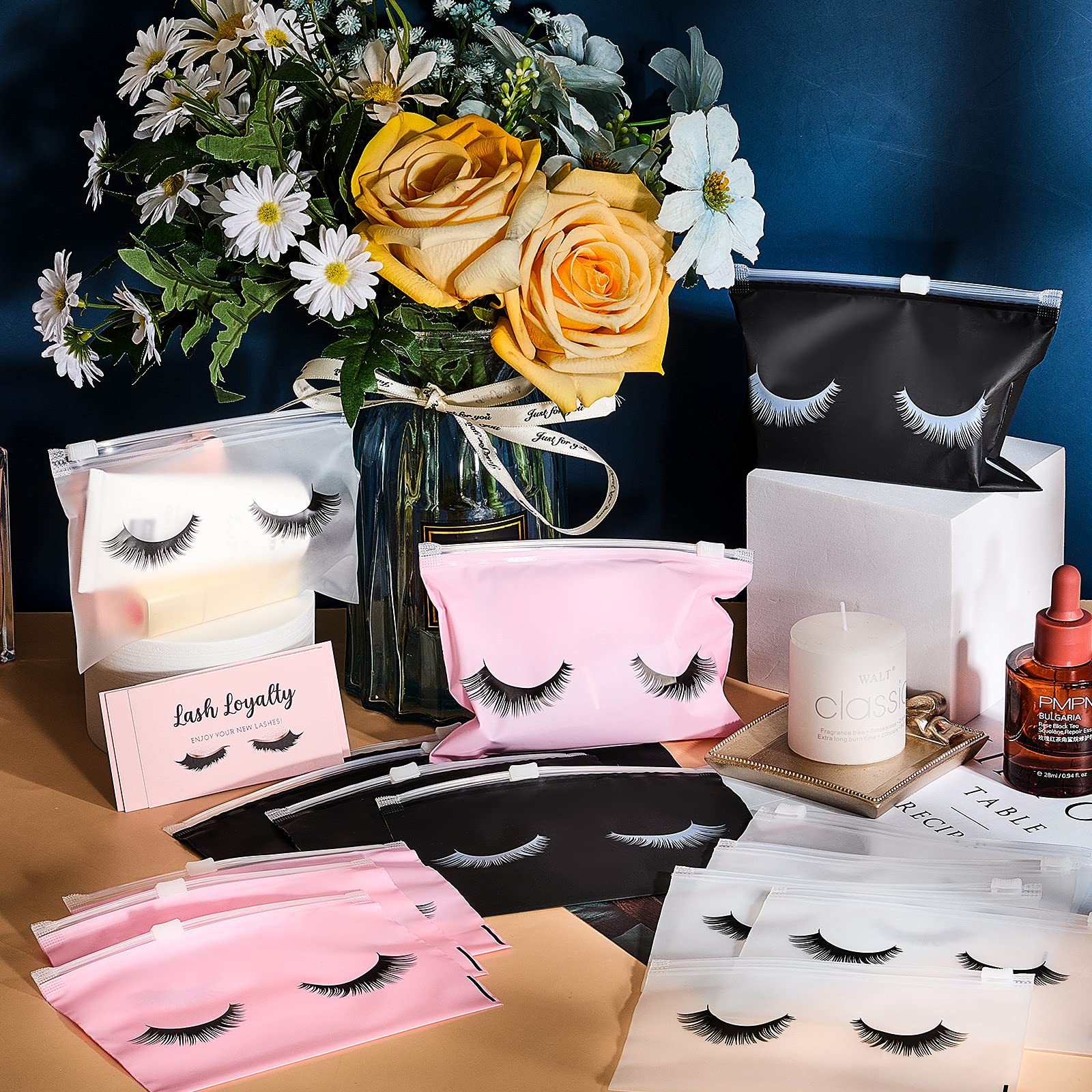 60 Pieces Eyelash Aftercare Bags - Small Cosmetic Makeup Zipper Cases for Travel & Lash Extension Storage (6x4 Inch) - Perfect for Women & Girls, Ideal for Salon Professionals, Bridal Makeup, and Travel Organizers