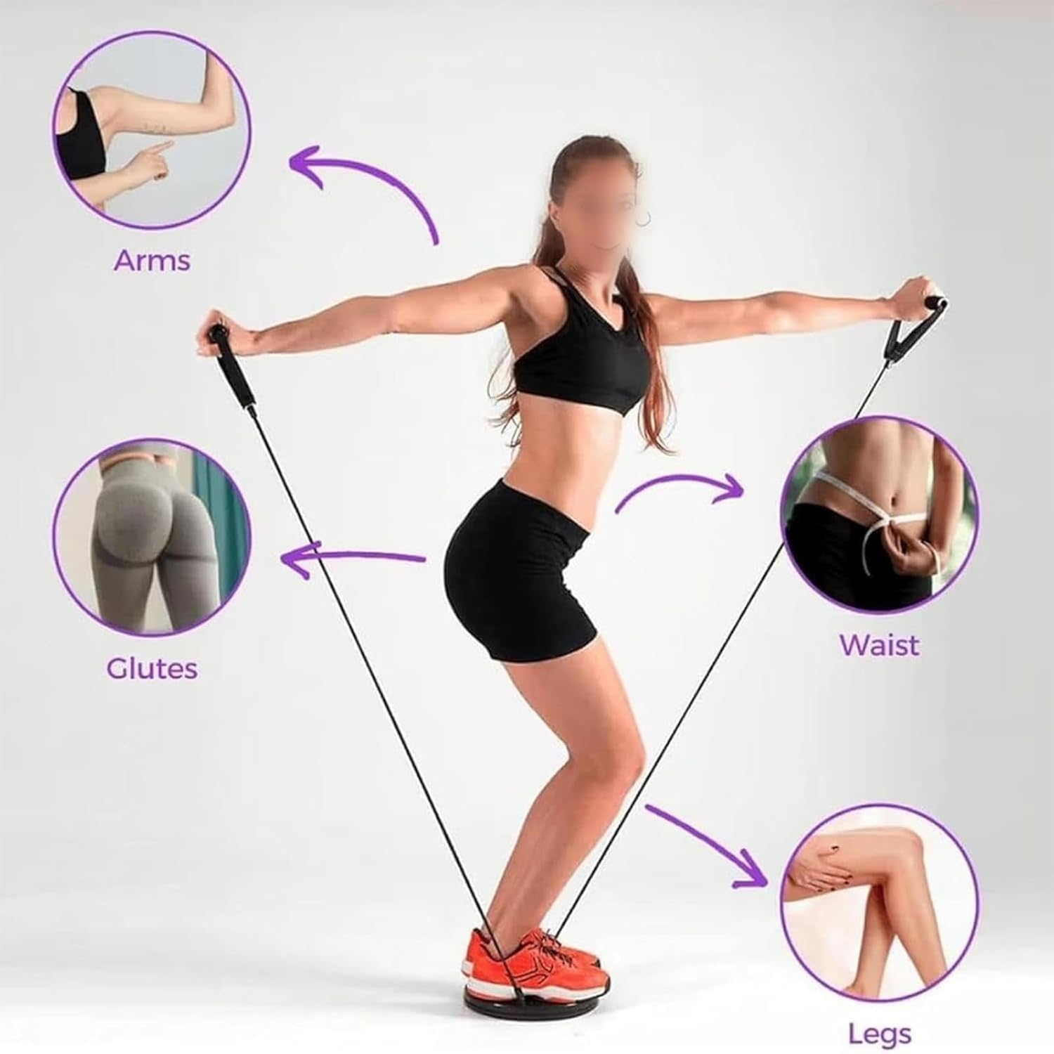 Loovely™ 10-Inch Waist Sculptor Twister with Arm Bands & Handles - Body Shaping Disc for Waist, Legs, Buttocks & Hip Exercise | Portable Home Gym Equipment for Toning & Weight Loss