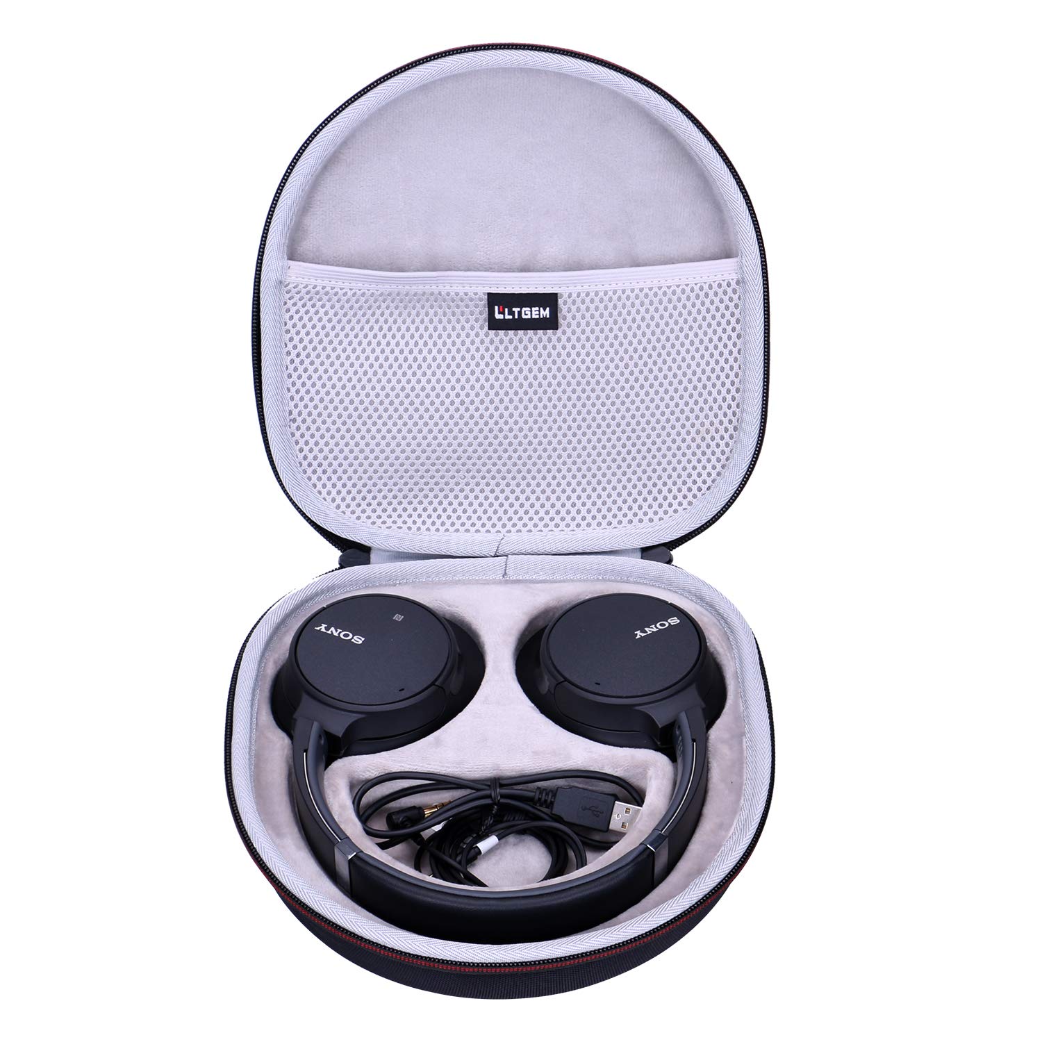 LTGEM Protective Case for Sony WH-CH720N WH-CH520 WH-CH710N WH-CH510 Noise Cancelling Headphones - Durable Travel Storage Cover for Over-Ear Headsets (Black & Gray) - Perfect for Travel, Commuting & Home Organization