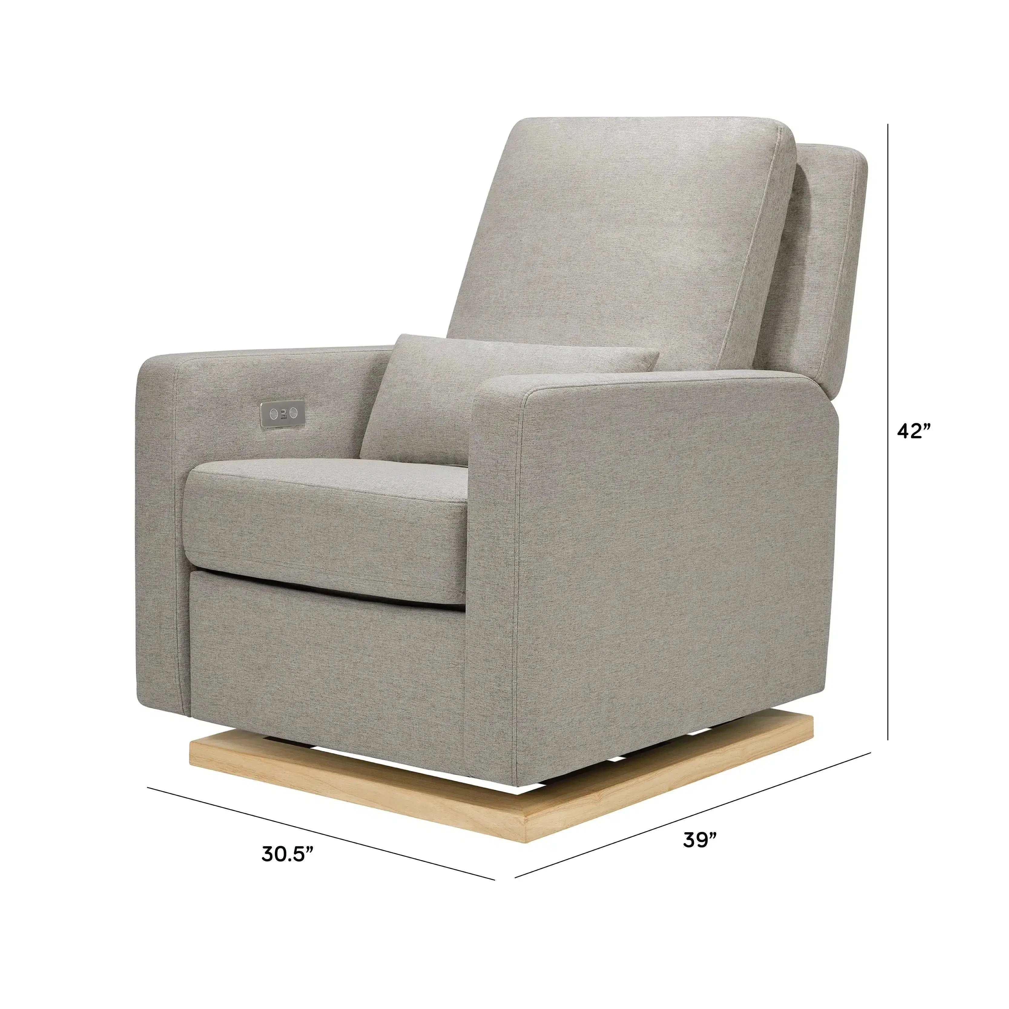 Babyletto Sigi Electronic Glider & Recliner Chair - Grey Eco Weave Performance Fabric for Nursery, Living Room & Breastfeeding Comfort