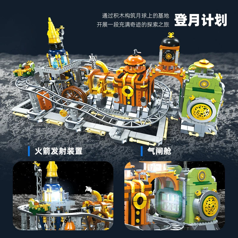2842 Pcs JIESTAR JJ9114 Steampunk Moon Base Building Blocks Set - Creative DIY Model Kit for Adults & Teens - Perfect for Sci-Fi Fans, Collectors & Home Decor