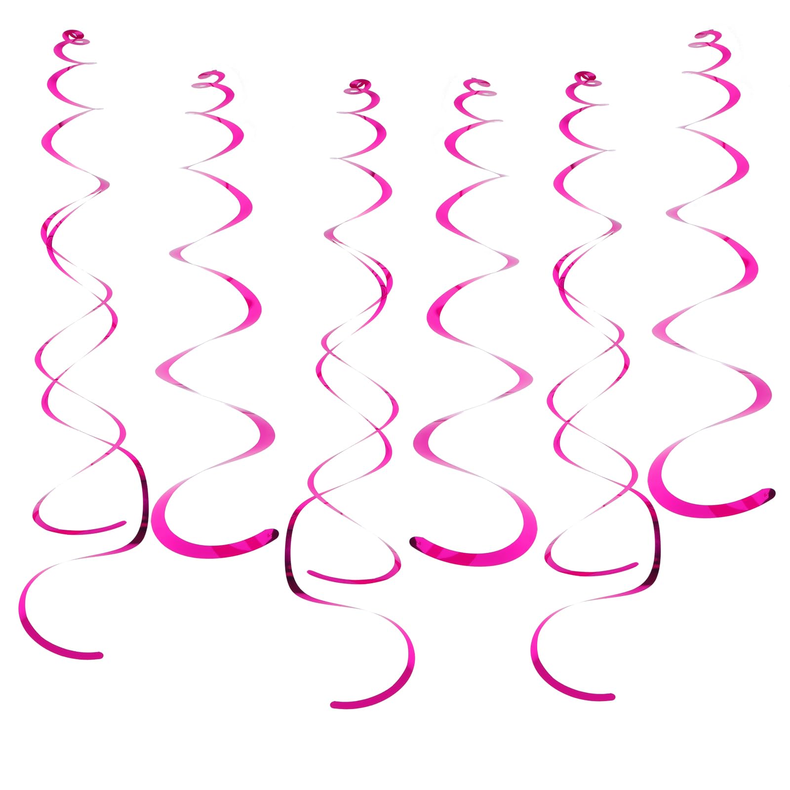30 PCS Hot Pink Metallic Foil Party Swirl Decorations - Double & Single Swirl Hanging Streamers for Ceiling - Perfect for Birthday, Wedding & Holiday Party Decor