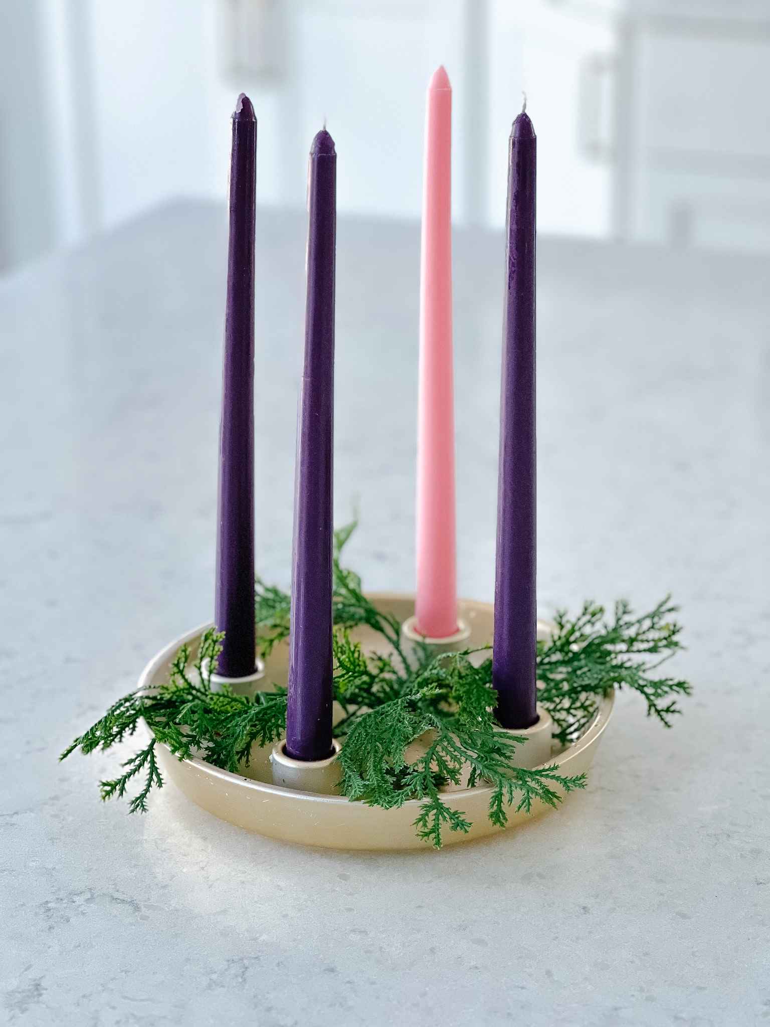 Advent Wreath with Taper Candles - Christmas Decor for Home, Church & Holiday Celebrations - Perfect for Advent Season & Festive Table Centerpiece
