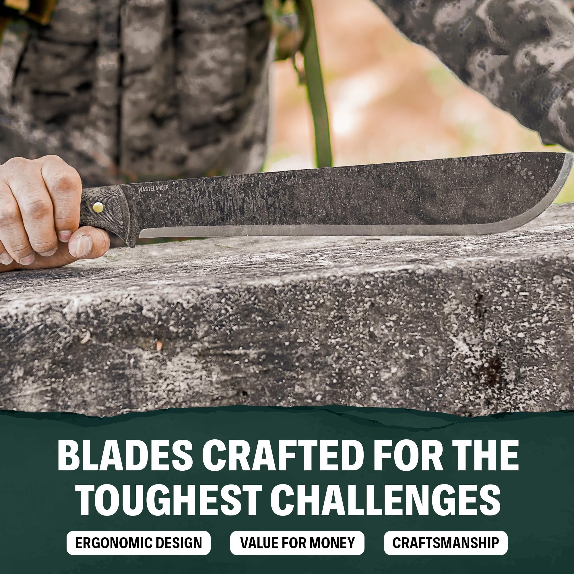 Condor Tool & Knife Wastelander Survival Machete - 1075 High Carbon Steel Blade with Micarta Handle & Kydex Sheath - Heavy Duty Bushcraft, Camping, Survival Knife for Outdoor Adventures, Hunting, and Emergency Preparedness