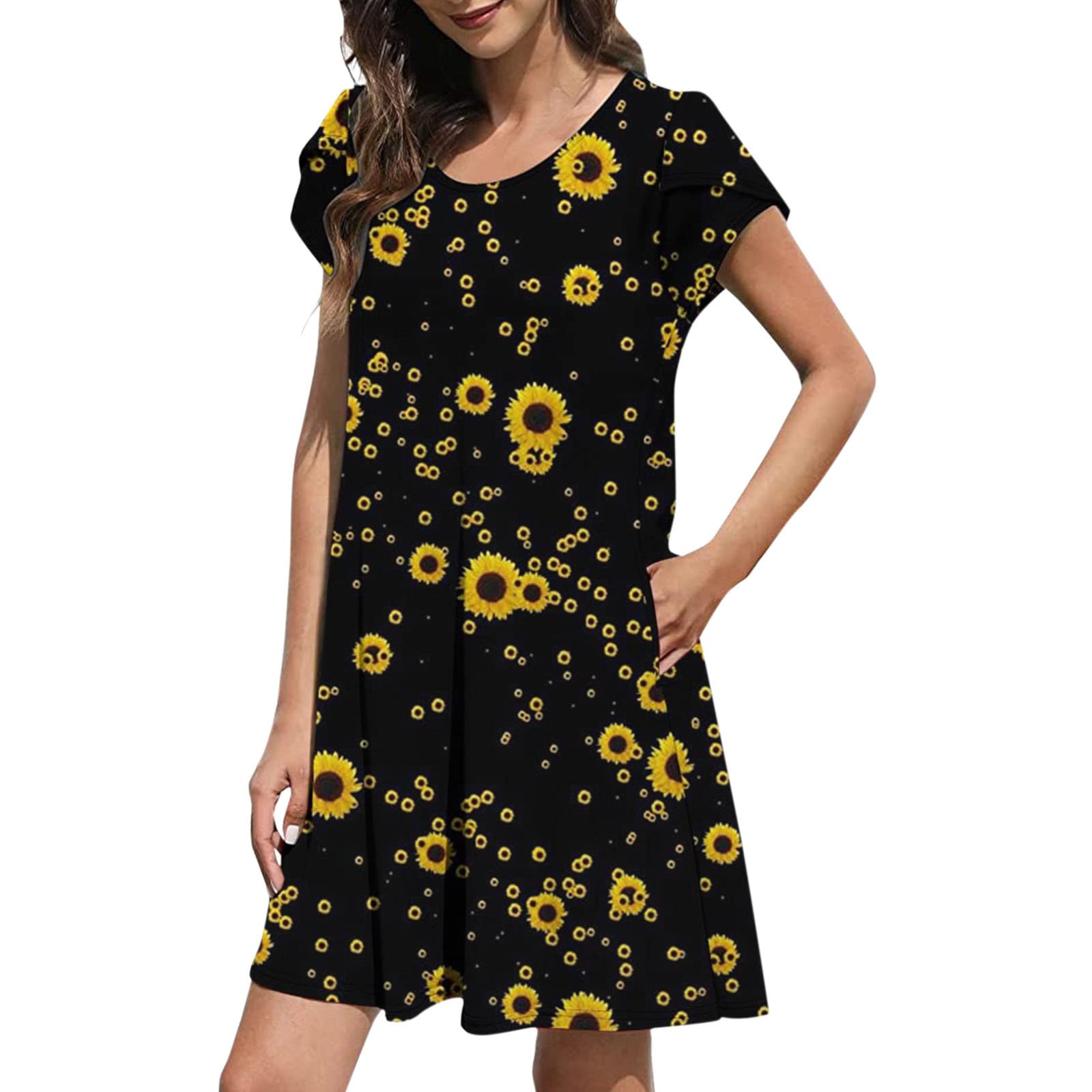Women's Summer Beach Dresses 2022 - Casual Floral Printed Short T-Shirt Dresses | Perfect for Vacations, Pool Parties & Tropical Getaways
