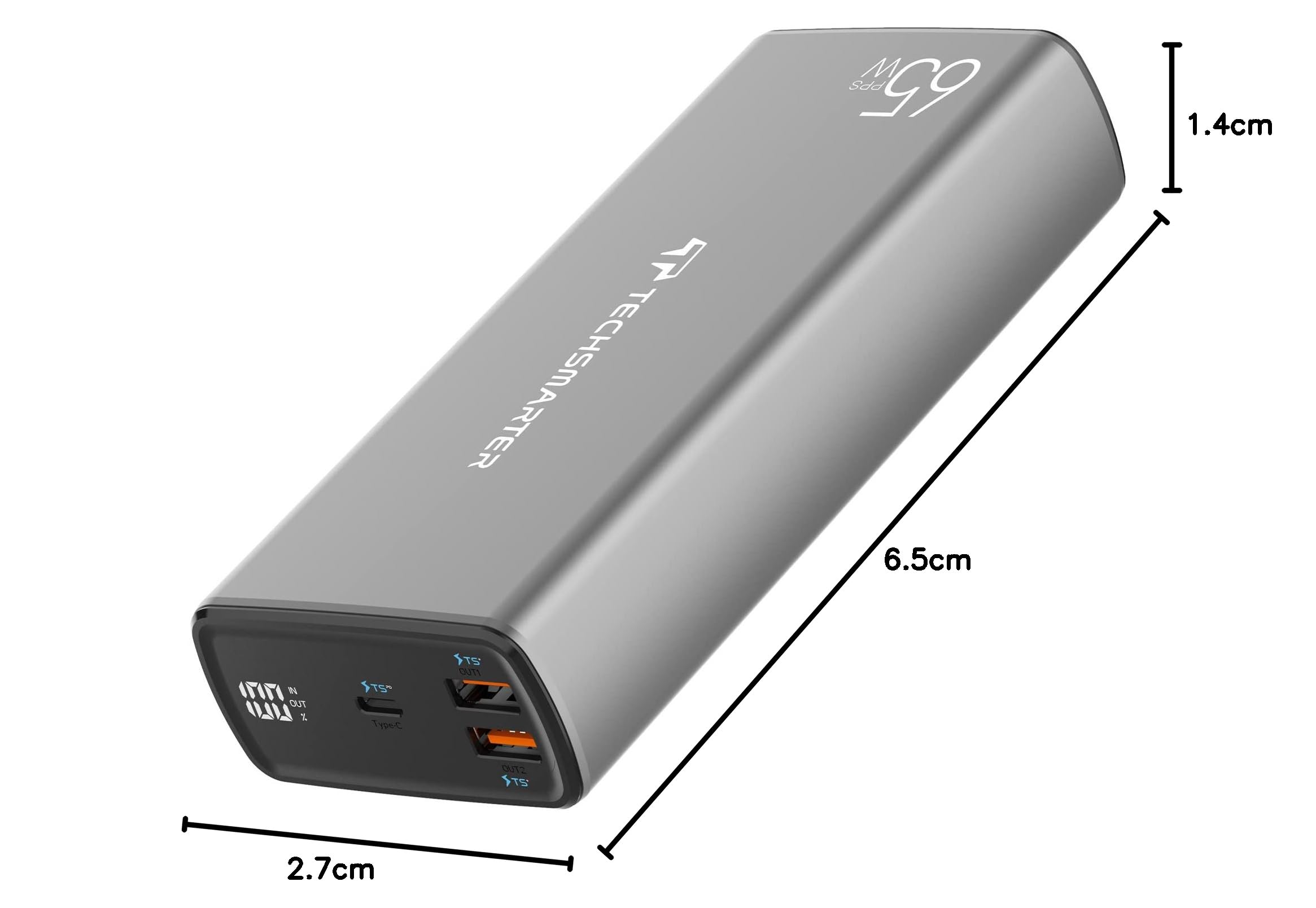 TECHSMARTER 30000mAh 65W USB-C Fast Charging Power Bank - Portable Laptop Charger for MacBook Pro, Dell, HP, Chromebook | Phone Charger for iPhone 16/15/14, Samsung Galaxy S24/S23, iPad Pro, Androids | Perfect for Travel, Work, Gaming & Outdoor Adventures