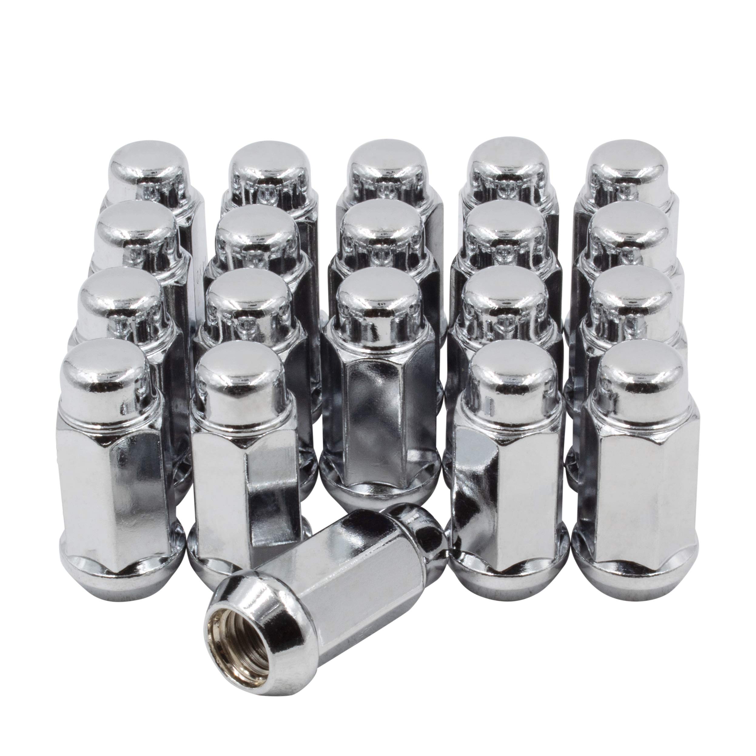 Chrome M14x2.0 Wheel Lug Nuts Set of 20 for Trucks - Heavy Duty & Off-Road Use