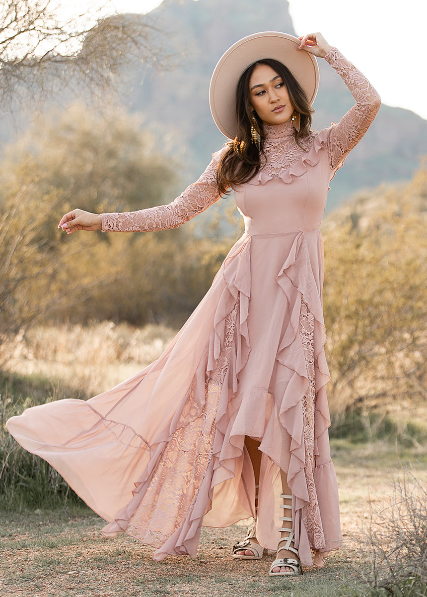 Sveta Maxi Dress in Nude Pink - Women's Flowy Long Summer Dress with Pockets | Perfect for Beach Vacations, Weddings & Date Nights