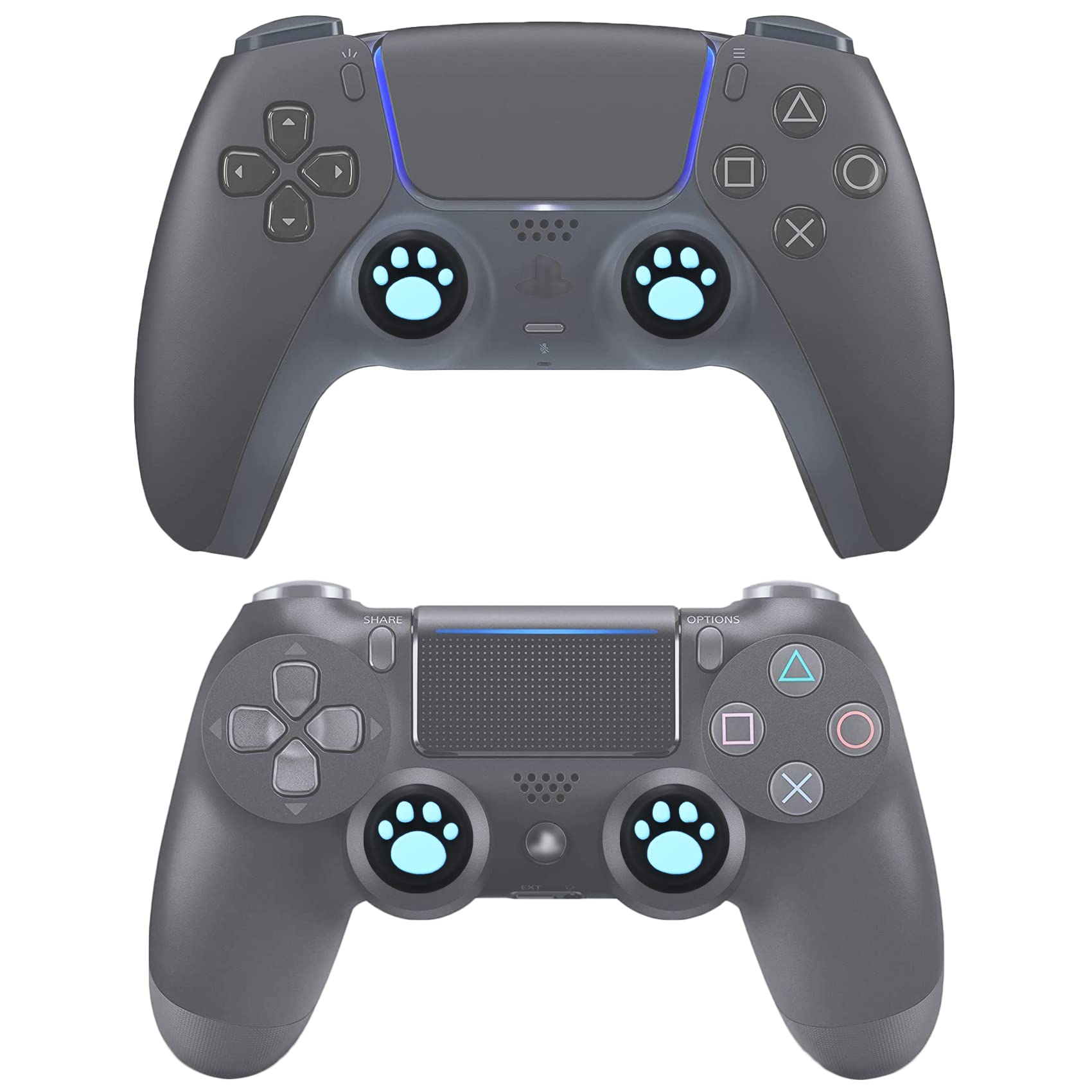 Premium Performance Joystick Analog Stick Thumb Grips (6-Pack) - Compatible with PS5, PS4, Xbox Series X/S, Xbox One & Switch Pro Controller - Cat's Paw Design in Black & Blue - Enhance Gaming Precision & Comfort for FPS, Racing & Action Games