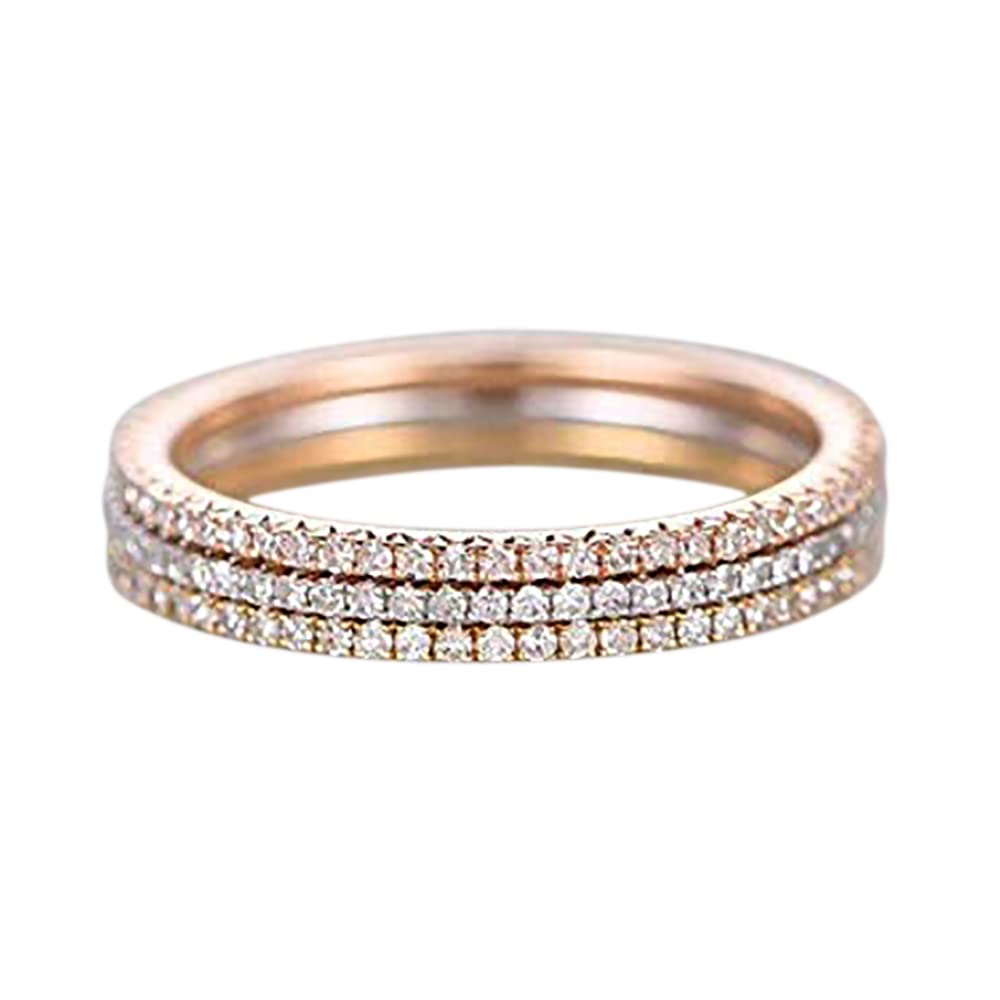 1.50 Carat 3-Piece Wedding Ring Set - 18k Gold Plated Straight Stackable Bands for Women - Perfect for Engagement, Anniversary, and Bridal Jewelry Gifts