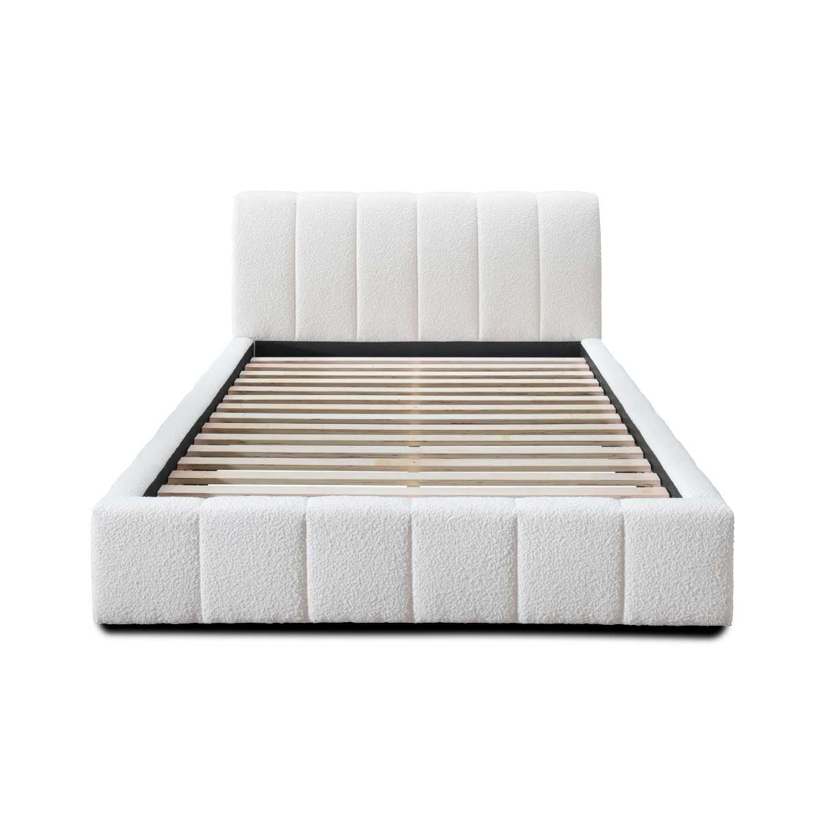 Allocco Boucle Queen Bed - Soft & Luxurious Upholstered Bed Frame for Bedroom - Perfect for Modern, Cozy, and Elegant Home Decor