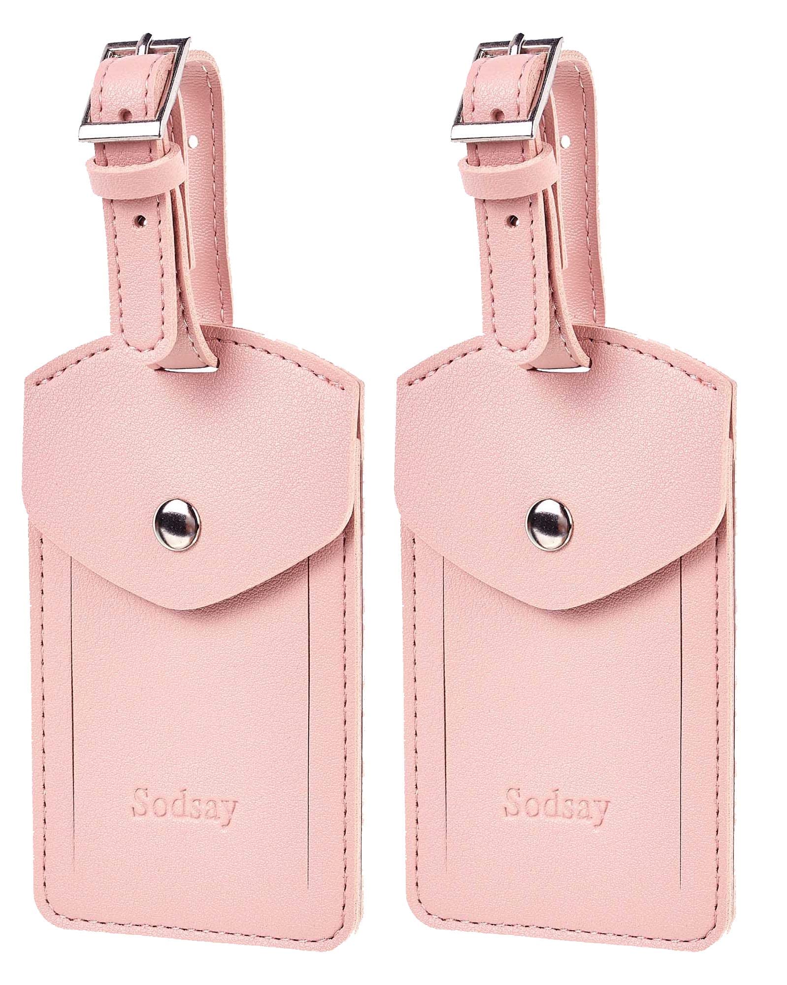 Sodsay Genuine Leather Luggage Tags for Travel - 2 Pack with Privacy Flap ID Holder | Durable Baggage Tags for Suitcases, Backpacks & Carry-Ons | Perfect for Airports, Business Trips & Vacation Travel Accessories