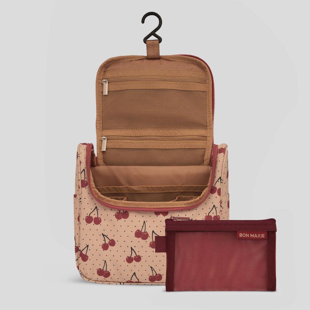 Bon Voyage Travel Toiletry Bag with Cherry Print - Perfect for Vacation, Business Trips & Gym Essentials Organization