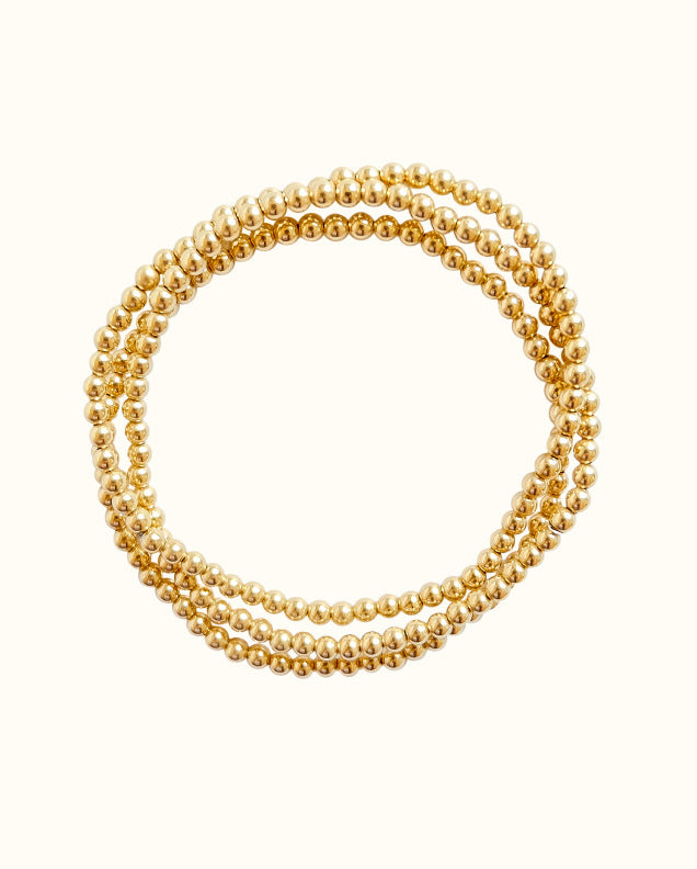 Gara Danielle Elastic Bracelet with 14k Gold Filled 3mm Beads - Elegant Adjustable Stretch Jewelry for Women, Perfect for Everyday Wear, Parties & Gifts