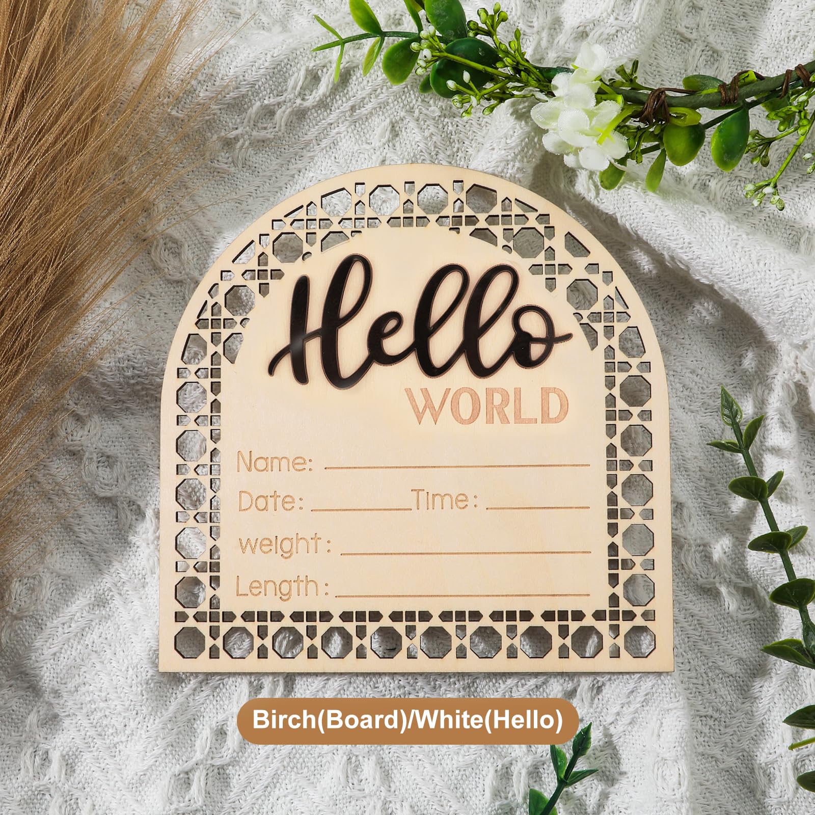 5.5 Inch Wooden Baby Announcement Sign - Newborn Birth Announcement Cards for Boys & Girls | Perfect for Gender Reveal, Baby Showers & Nursery Decor