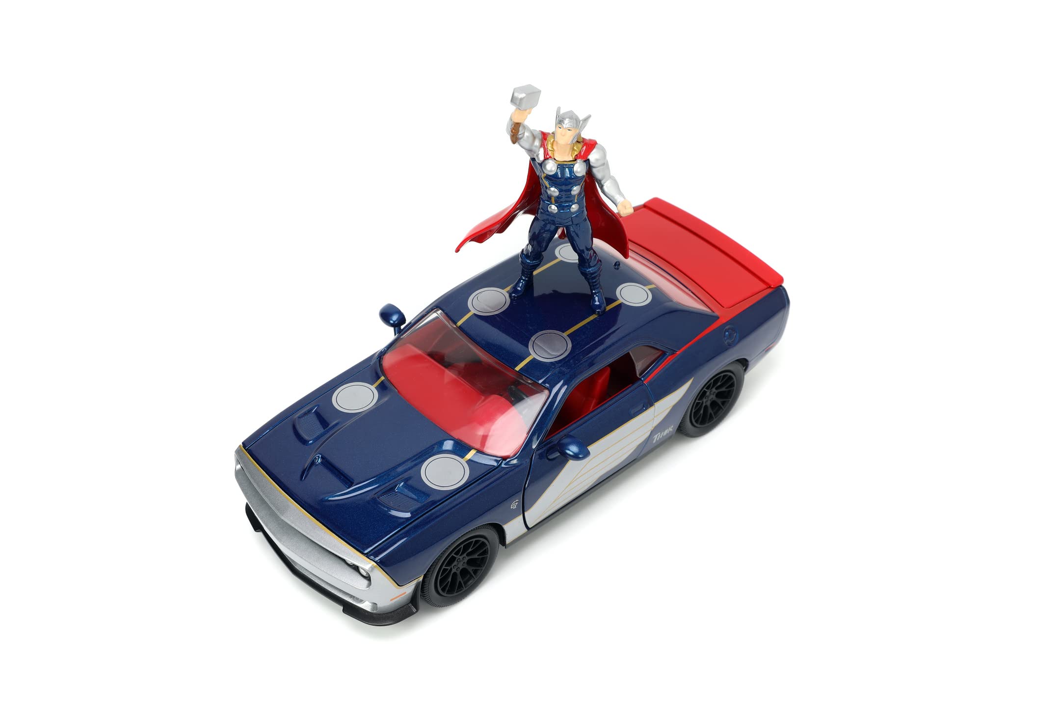 Jada Toys Marvel Thor 2015 Dodge Challenger 1:24 Scale Die-Cast Model Car – Collectible Action Figure for Superhero Fans & Car Enthusiasts – Perfect for Display, Gifts, and Marvel Movie Collections