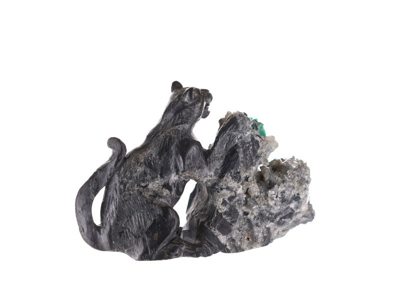 Authentic Colombian Emerald Rough Crystal Sculpture - Black Panther Collectible | Perfect for Home Decor, Jewelry Making & Gemstone Collectors