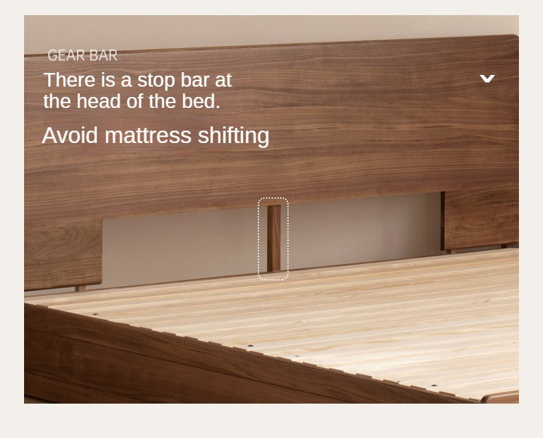Premium Black Walnut & Oak Solid Wood Bed Frame - Modern Platform Bed for Master Bedroom, Guest Room, or Dormitory