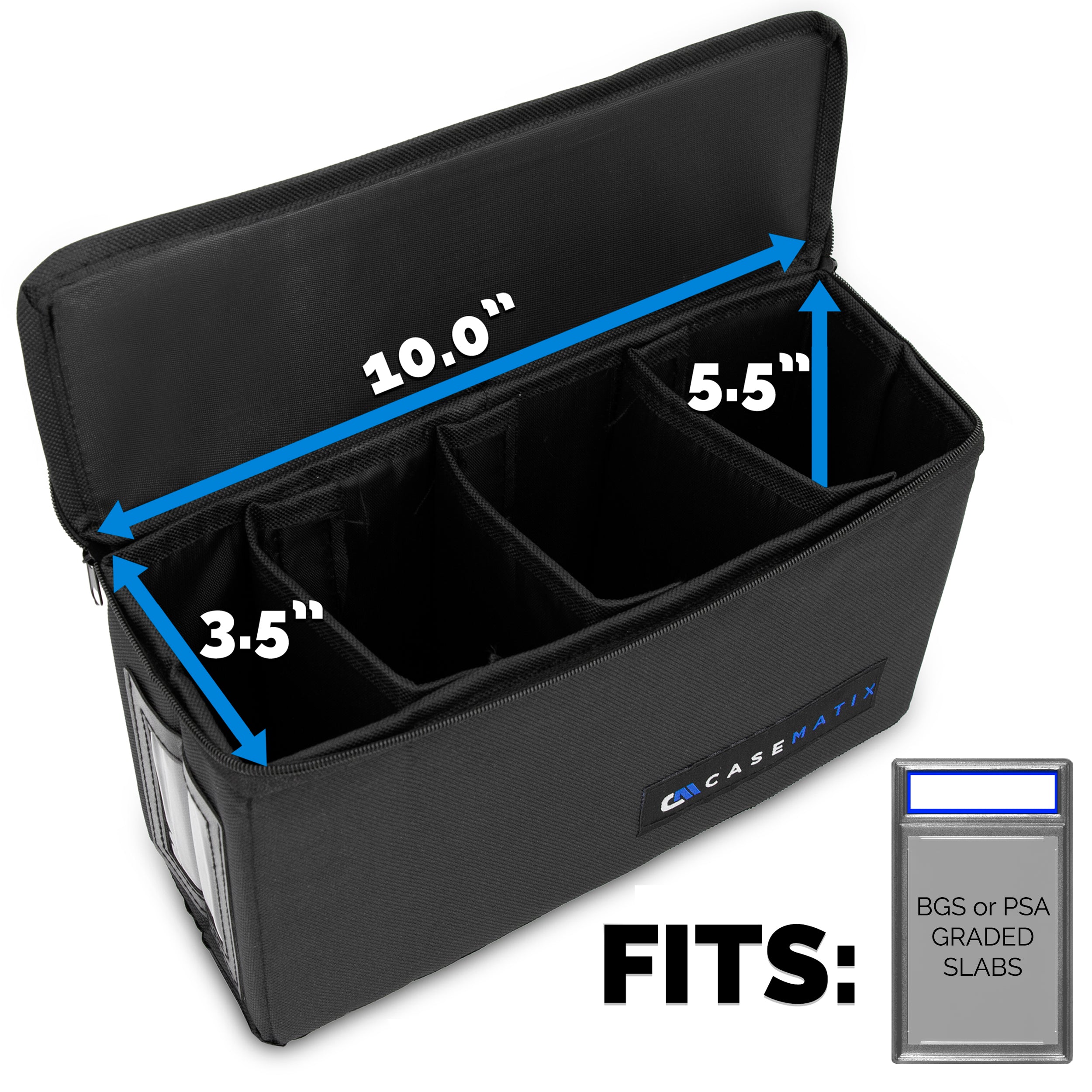 CASEMATIX Light Duty Graded Card Case - Holds 30 BGS PSA Graded Sports Trading Cards, Collapsible Slab Storage Box with 3 Dividers - Perfect for Collectors, Card Shows & Home Display