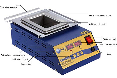 220V Stainless Steel Digital Solder Pot with Temperature Control - CM-150S Desoldering Bath for Electronics Repair & PCB Work | Preheating Tool for Soldering Stations