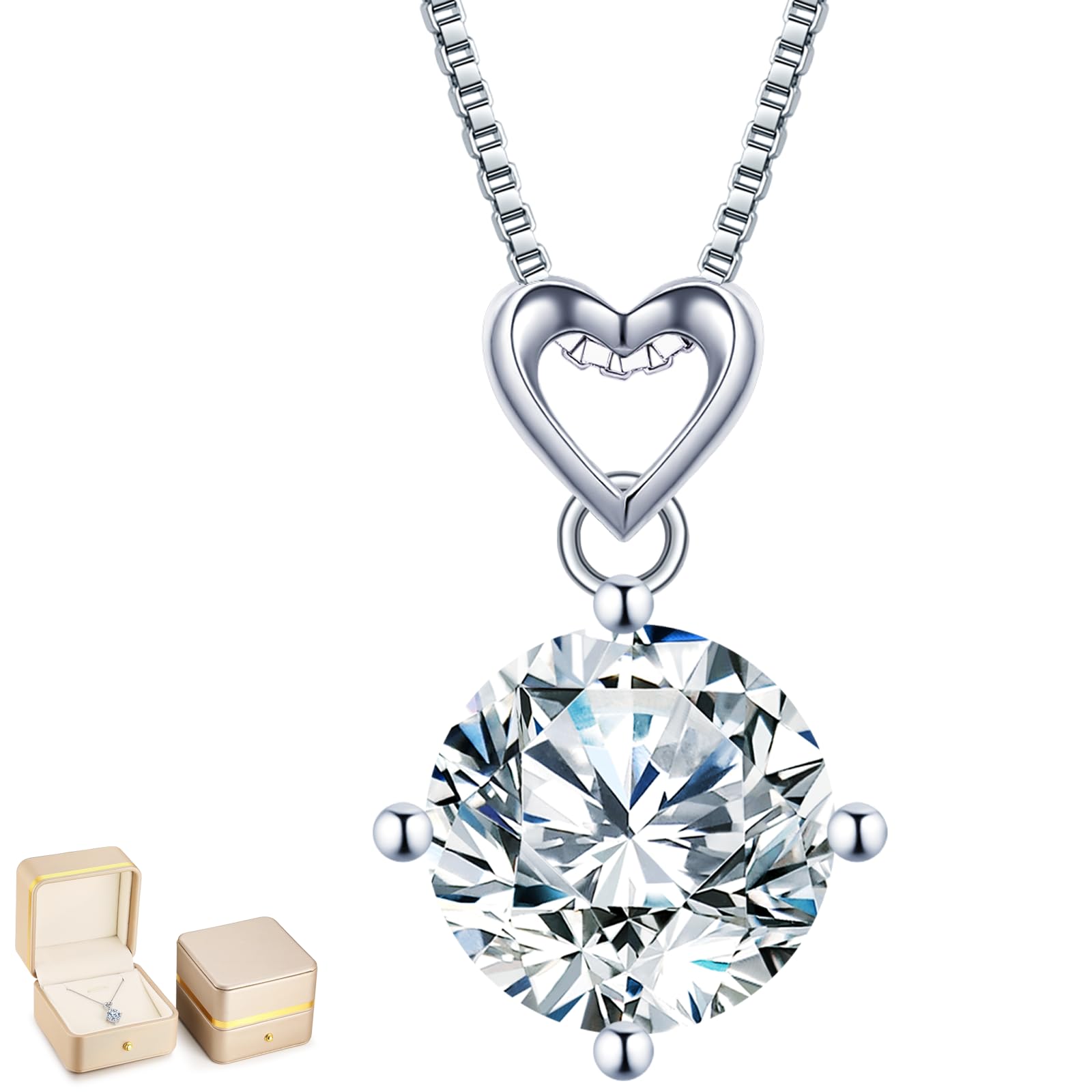 1-6 Carat Moissanite Heart Pendant Necklace for Women - Elegant Wedding Anniversary & Birthday Gift for Wife, Her, or Girlfriend - Perfect for Valentine's Day, Mother's Day & Romantic Occasions