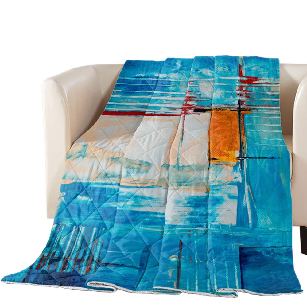 Lightweight Summer Comforter for Queen Bed - Blue Geometric Design, Breathable Duvet Insert & Quilted Blanket for All Seasons | Perfect for Kids, Women, Men & Teens | Bedroom, Guest Room & Dorm Decor