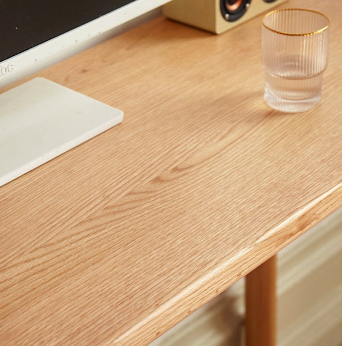 Solid Oak Wood Two-Tier Stackable Office Desk - Perfect for Home Office, Workspace & Small Business Use
