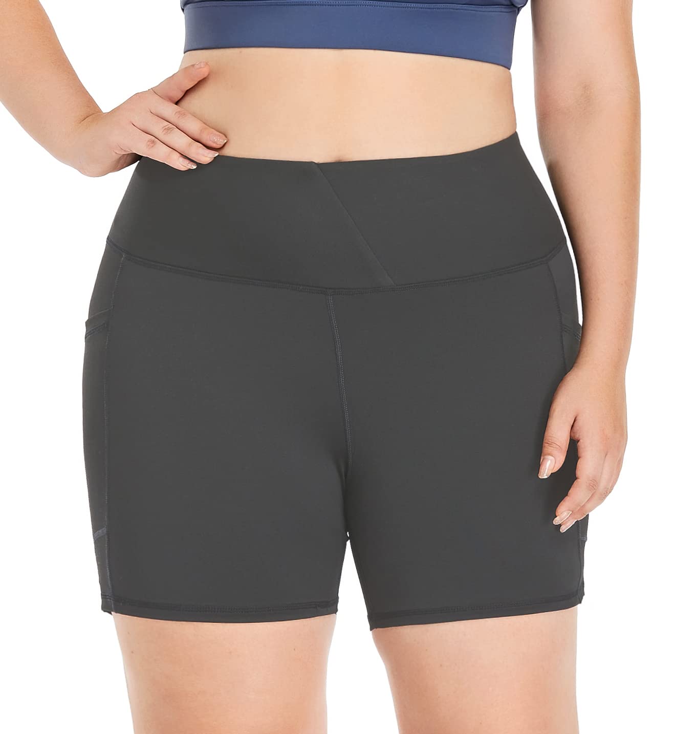 ZERDOCEAN Women's Plus Size High Waist Yoga Shorts 5