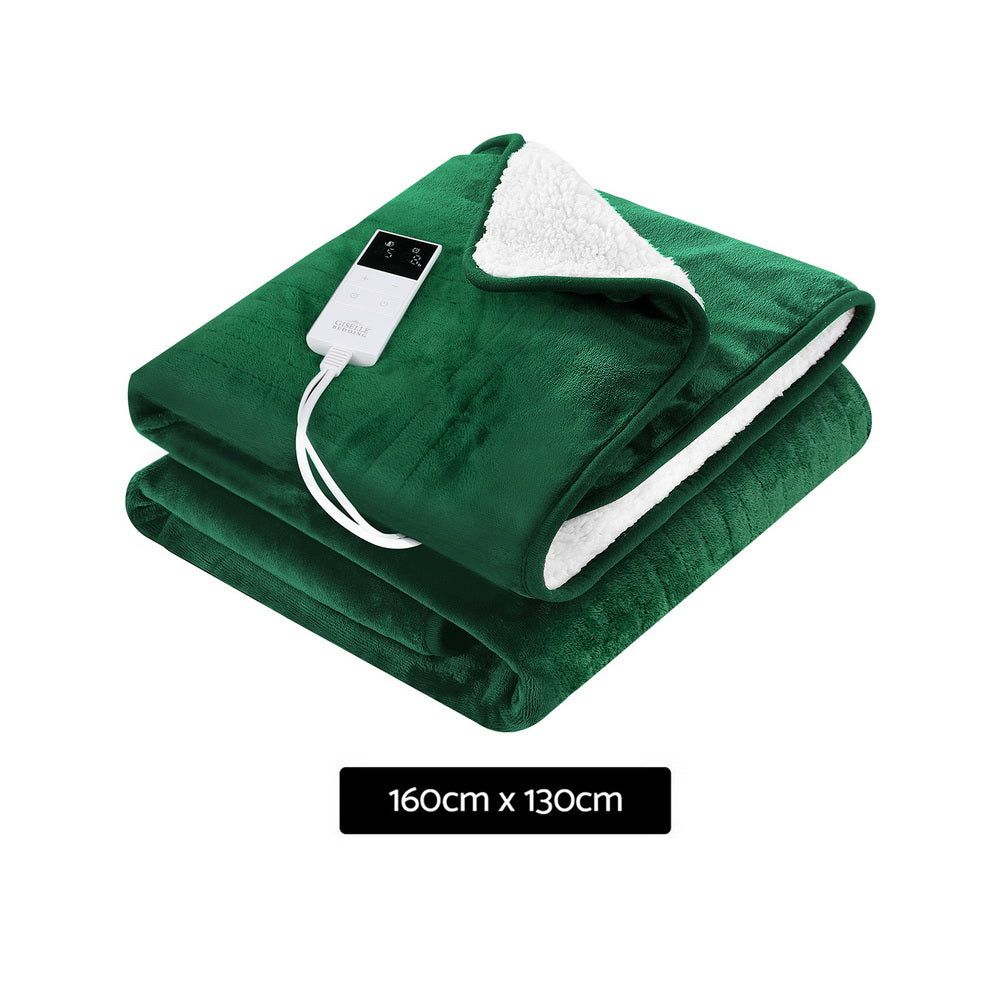 Giselle Electric Heated Blanket - Double-Sided Green Throw Rug for Warmth & Comfort - Perfect for Winter, Bedroom, and Living Room Use