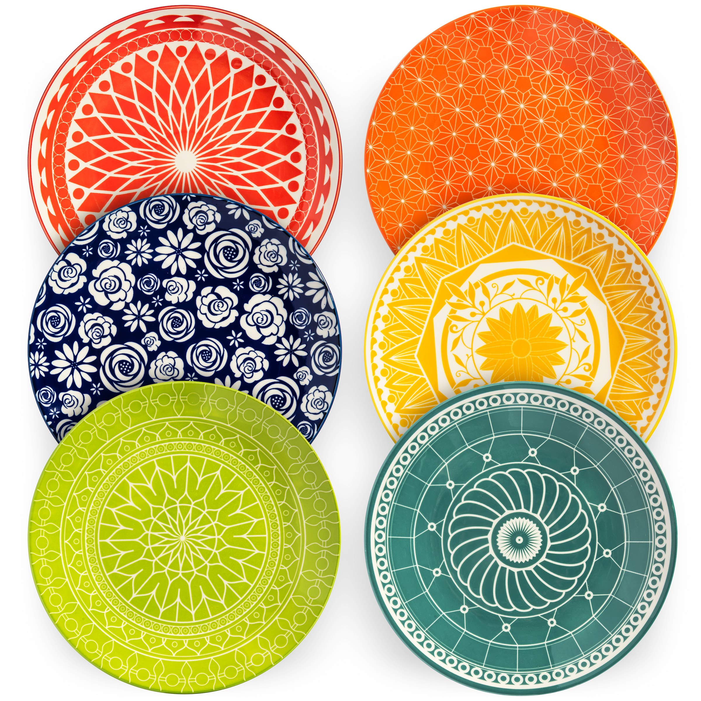 Annovero 10-Piece Dinner Plates & Dessert Bowls Set - Microwave & Dishwasher Safe Colorful Porcelain Dinnerware for Family Dining, Parties & Restaurant Use