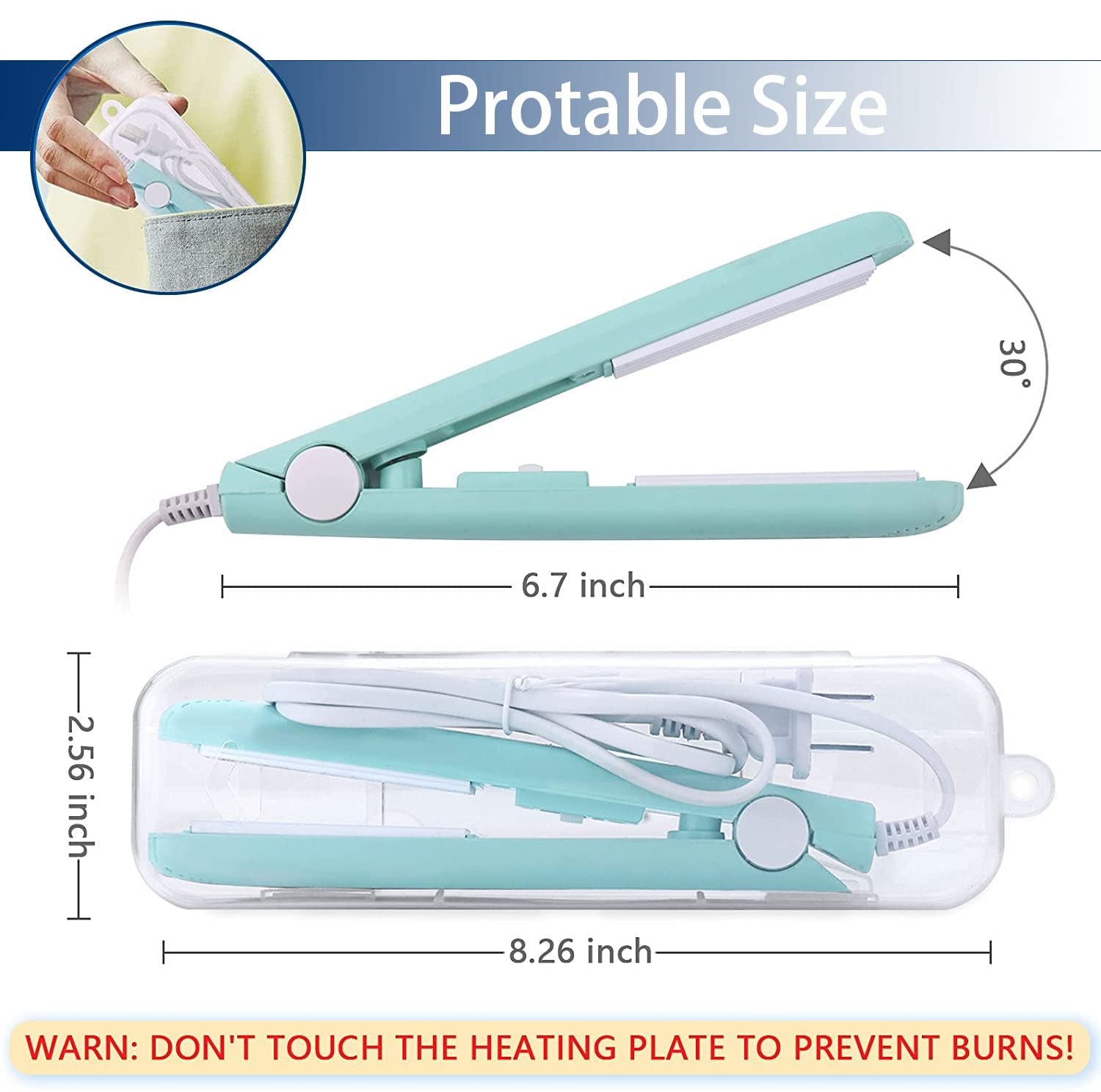 Mini Bag Sealer - Portable Handheld Plastic Bag Heat Sealer for Food Storage, Snack Bags & Chip Bags | Food Saver & Resealer Machine (Blue) | Perfect for Kitchen, Travel & Camping