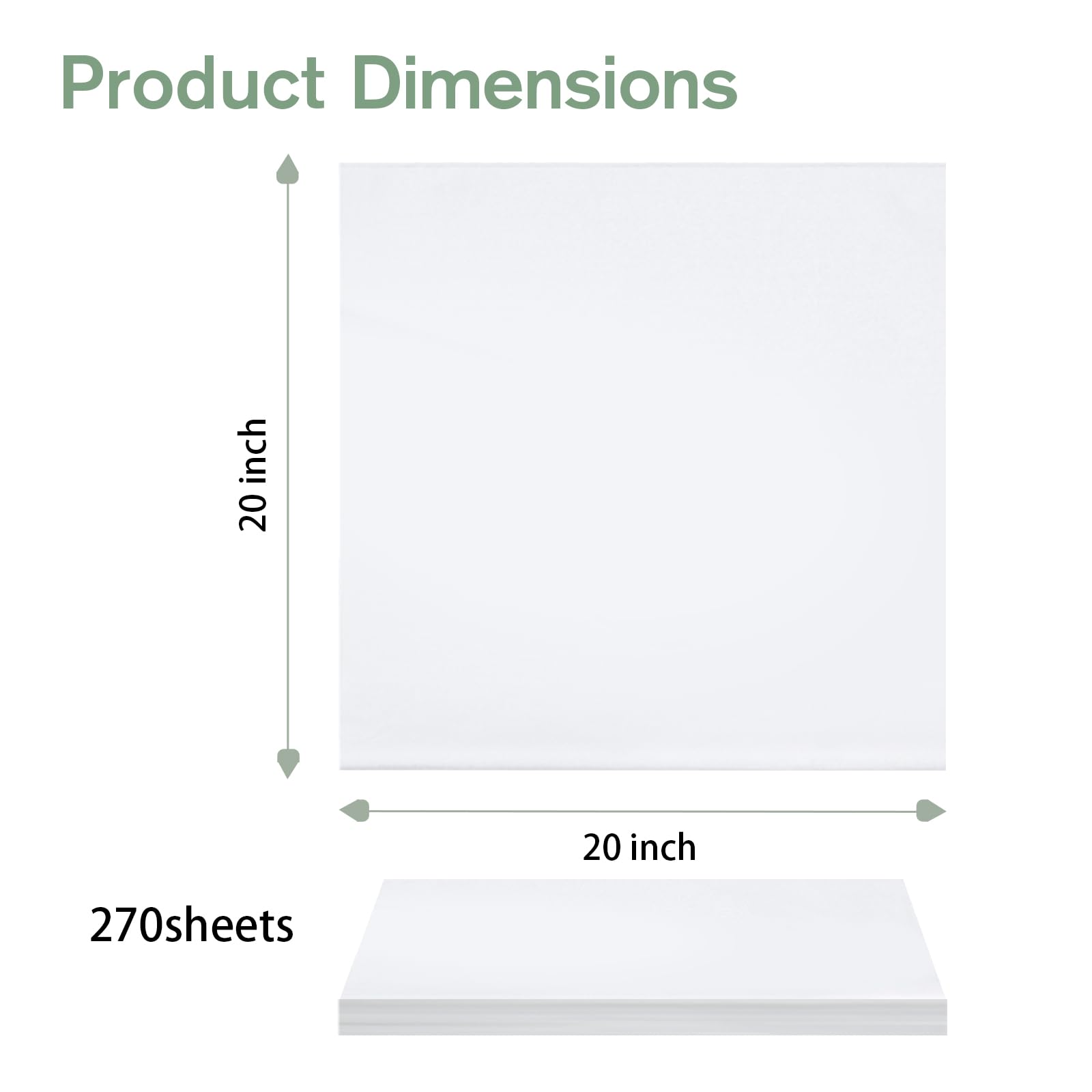 Premium White Tissue Paper for Gift Wrapping - 270 Sheets 20x20 Inches Bulk Pack - Eco-Friendly Wrapping Paper for Birthday, Wedding, Christmas, Mother's Day Gifts - Perfect for DIY Crafts, Party Decorations and Elegant Present Packaging