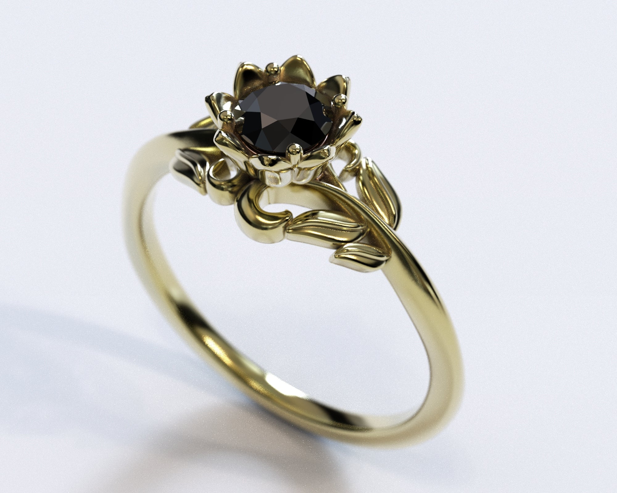Black Diamond Flower Engagement Ring - Nature Inspired Design for Women, Perfect for Proposals, Weddings & Anniversary Gifts | Elegant Jewelry for Special Occasions