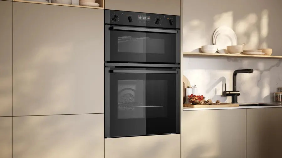 Neff N50 Built-In Pyrolytic Double Oven - Self-Cleaning, 71L Capacity, 14 Cooking Functions - Perfect for Large Families & Holiday Cooking (Model: U2ACH7AG7A)