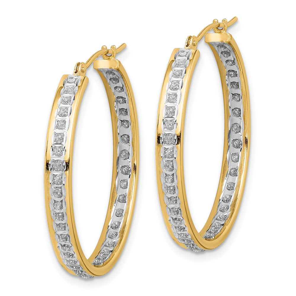Gold Diamond Hoop Earrings DF334 - Elegant In/Out Design for Women | Perfect for Parties, Weddings & Everyday Wear