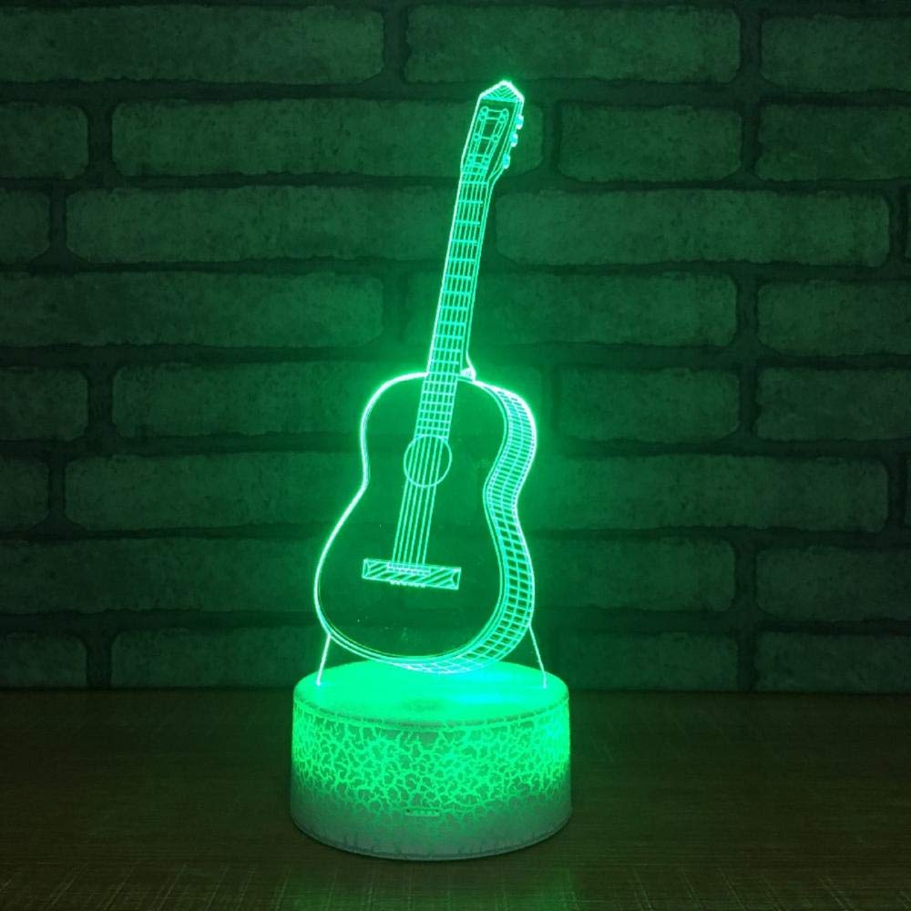 3D Illusion Night Light for Kids - Electric Guitar LED Lamp with 7 Color Changing, USB Powered Touch Control, Perfect for Baby Nursery, Bedroom Decor & Music Lover Gifts