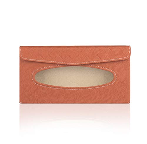 Premium PU Leather Car Tissue Holder - Sun Visor Napkin Organizer for Vehicle Backseat | Universal Fit for All Cars | Perfect for Road Trips, Commuting & Family Travel (Orange)