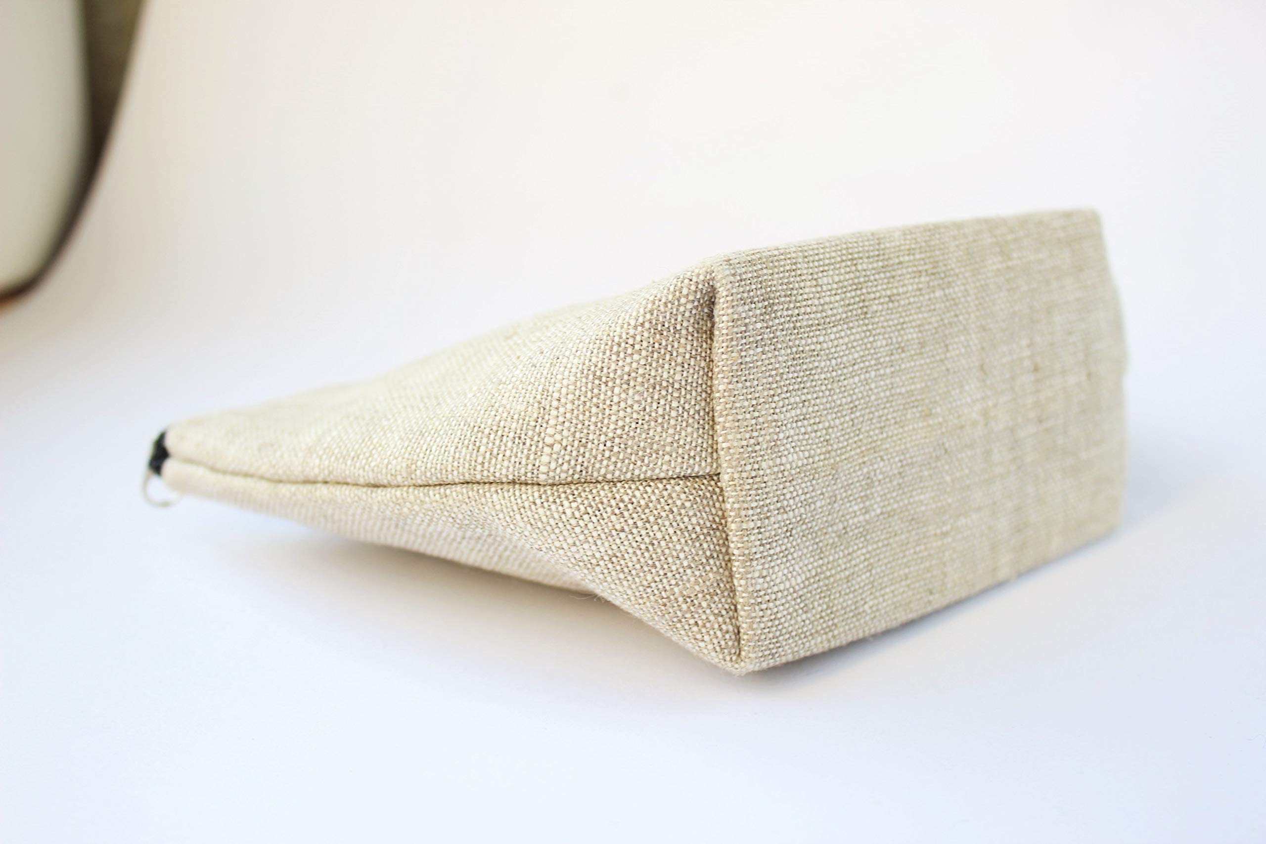 Small Linen Makeup Bag for Women - Hand Painted Cosmetic Pouch with Zip Closure, Perfect for Bridesmaids, Travel & Daily Essentials | Mama Bear Cosmetics