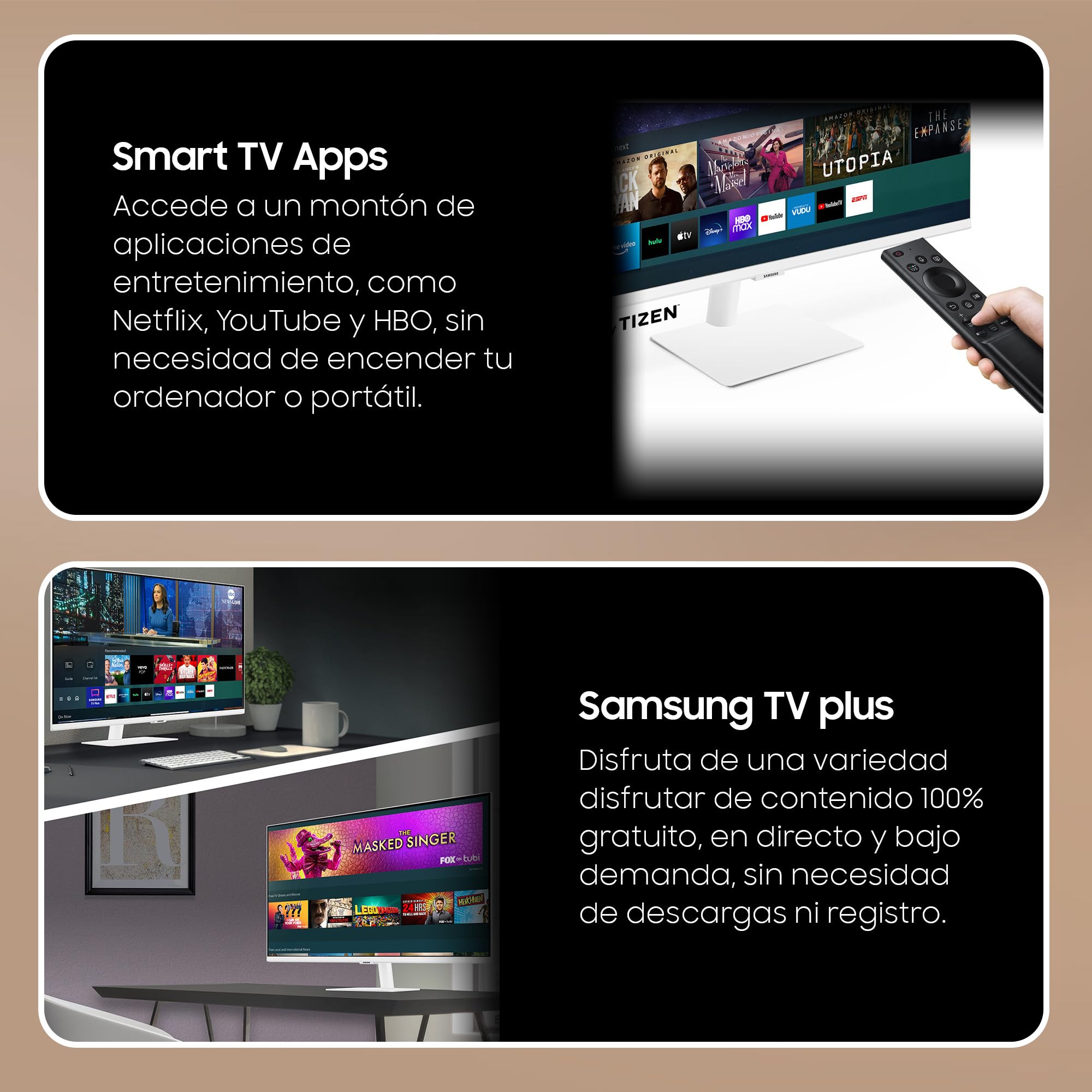 Samsung 27-inch Smart Monitor M5 VA Panel FHD 1920x1080 HDR10 Tizen OS with Smart Hub - Black - Perfect for Home Office, Gaming & Streaming