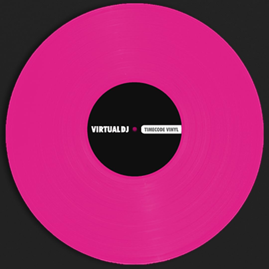 VirtualDJ Timecode Control Vinyl (Pink) - Professional DJ Control Record for Serato, Traktor & Mixxx - Perfect for Club Gigs, Home Studios & Live Performances