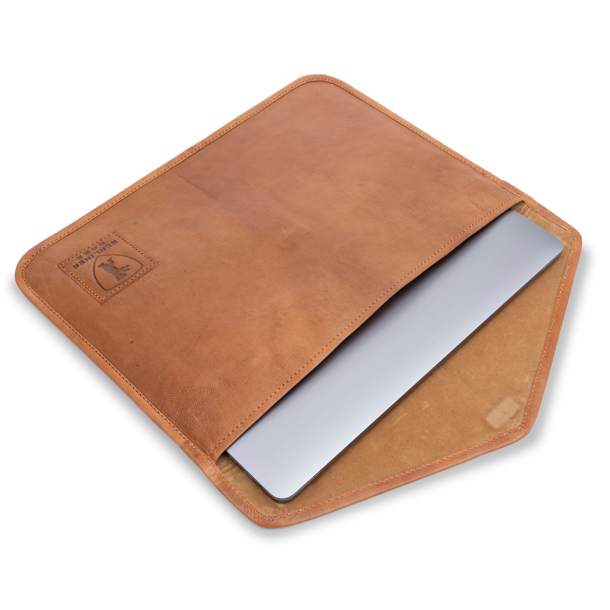 BERLINER BAGS Vintage Leather Laptop Sleeve for 13-14 Inch MacBook & Notebook - Brown Genuine Leather Protective Case | Perfect for Office, Travel & College
